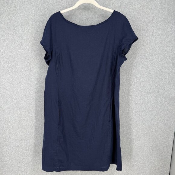 Eileen Fisher Dresses & Skirts - Eileen Fisher Organic Linen Shift Dress Size M Navy Blue Pockets Classic SS EUC